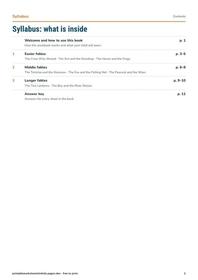 Fables from Around the World – Syllabus
