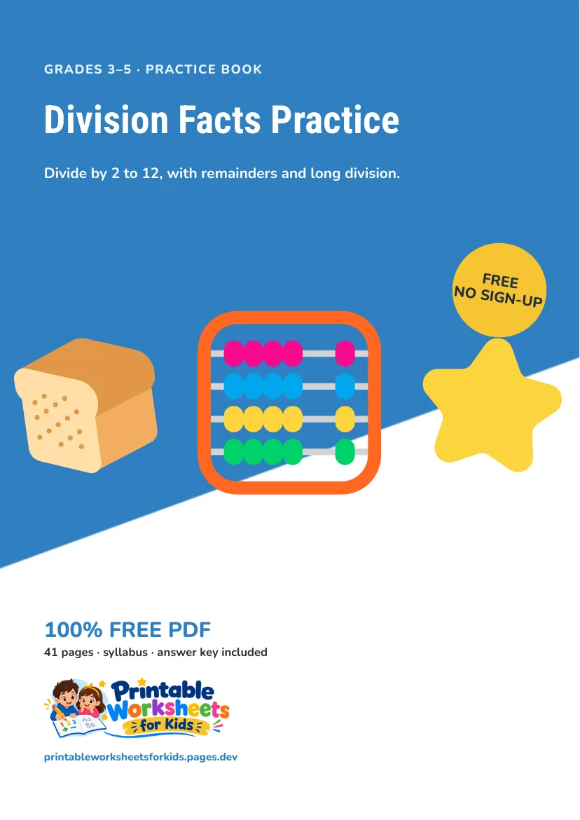 Division Facts Practice workbook cover