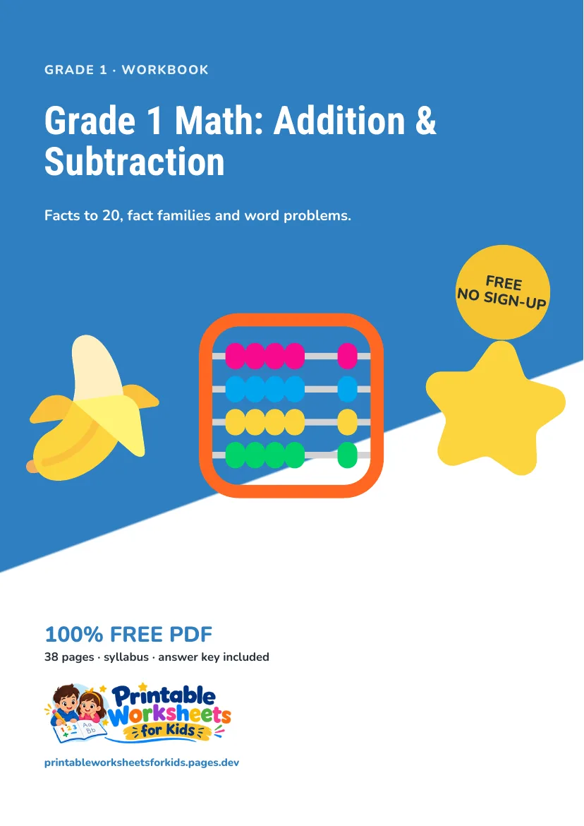 Grade 1 Math: Addition & Subtraction workbook cover