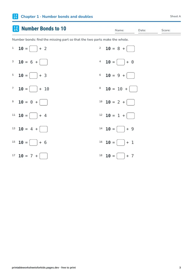 Grade 1 Math: Addition & Subtraction – Practice sheet