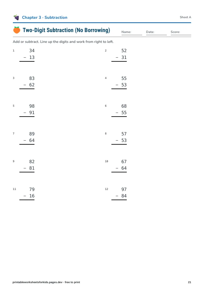 Grade 2 Math: Add & Subtract to 1000 – Practice sheet