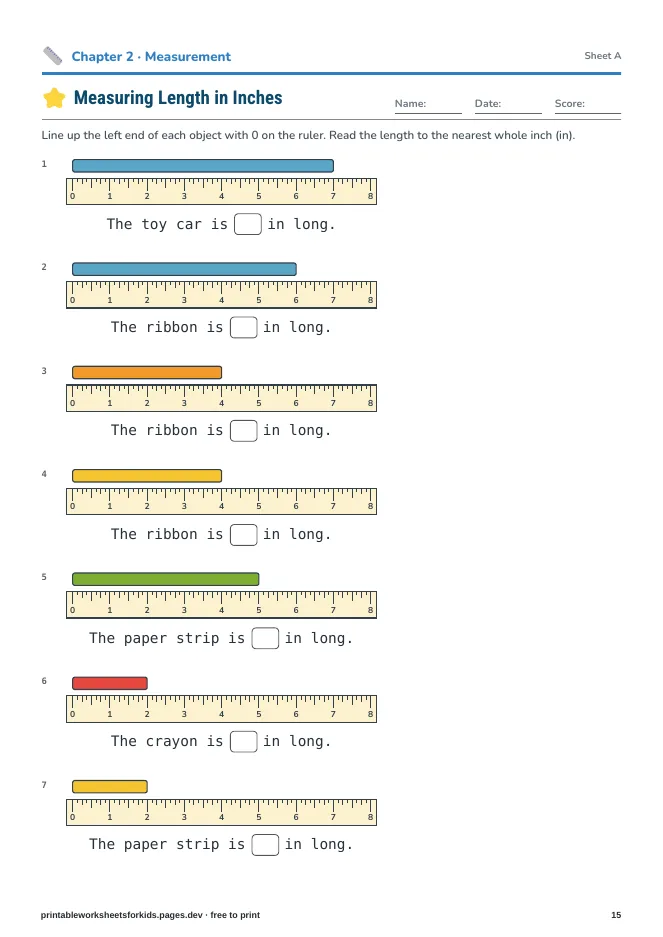 Grade 2 Math: Time, Money & Measurement – Practice sheet