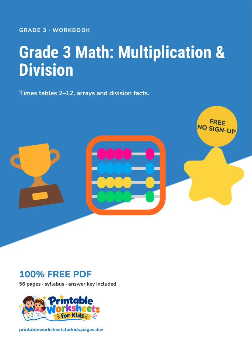 Grade 3 Math: Multiplication & Division workbook cover