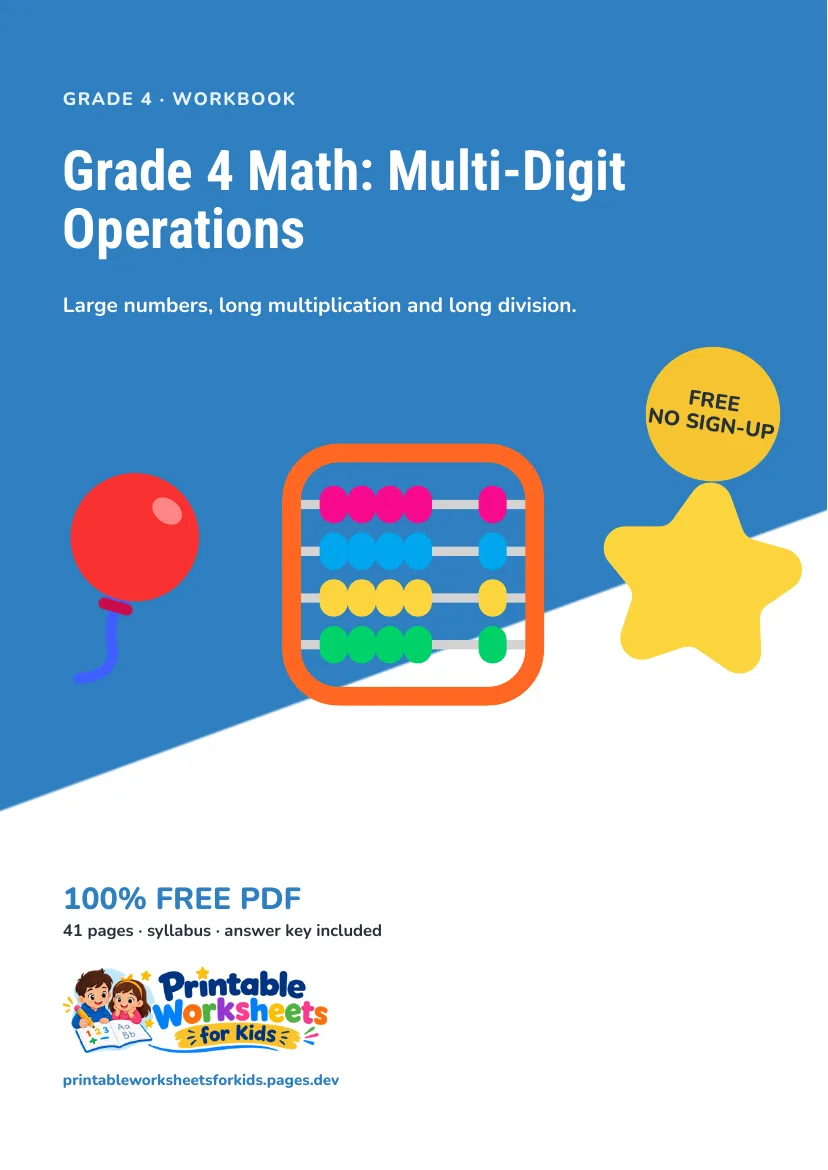 Grade 4 Math: Multi-Digit Operations workbook cover