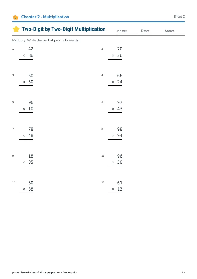 Grade 4 Math: Multi-Digit Operations – Practice sheet