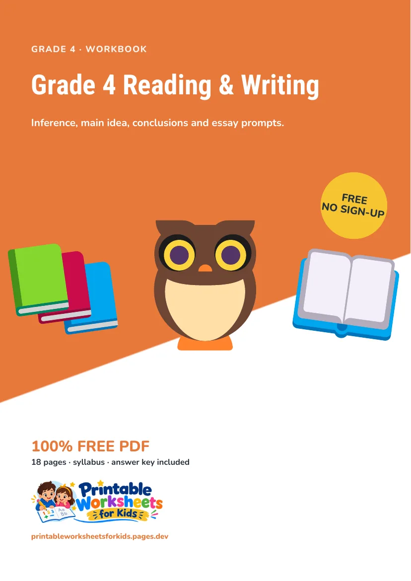 Grade 4 Reading & Writing workbook cover