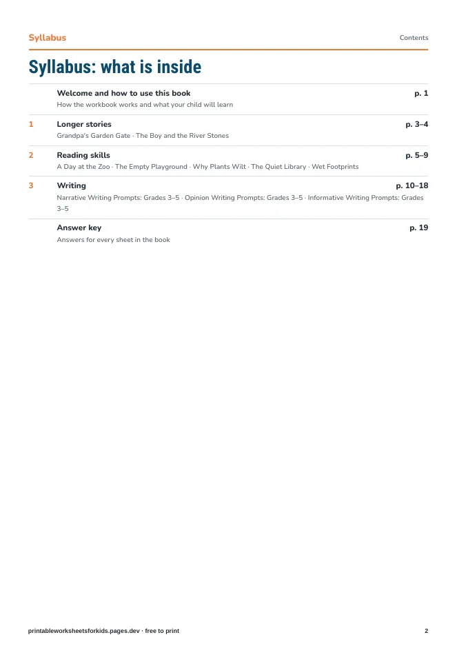Grade 4 Reading & Writing – Syllabus