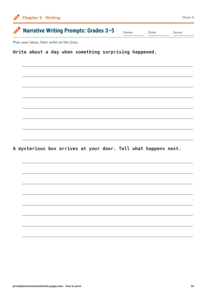 Grade 4 Reading & Writing – Practice sheet