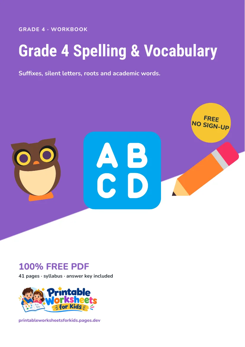 Grade 4 Spelling & Vocabulary workbook cover