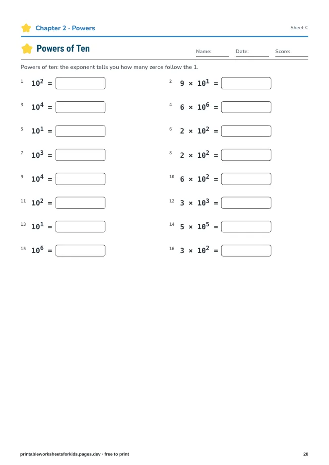 Grade 5 Math: Expressions, Factors & Powers – Practice sheet