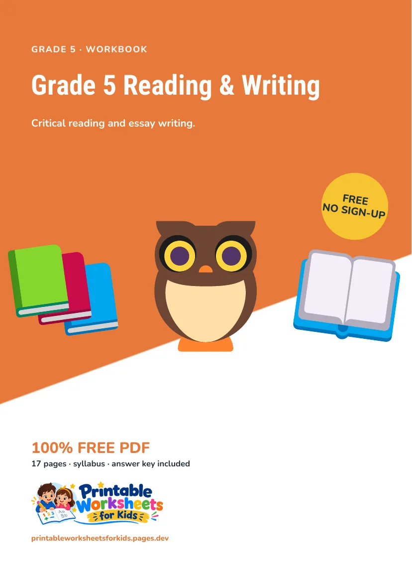 Grade 5 Reading & Writing workbook cover