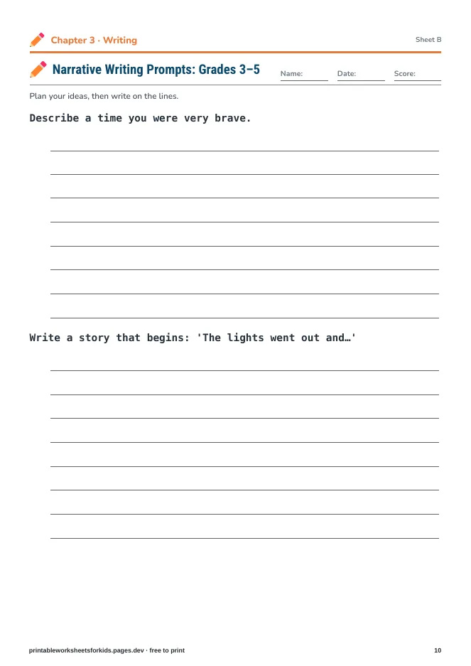 Grade 5 Reading & Writing – Practice sheet