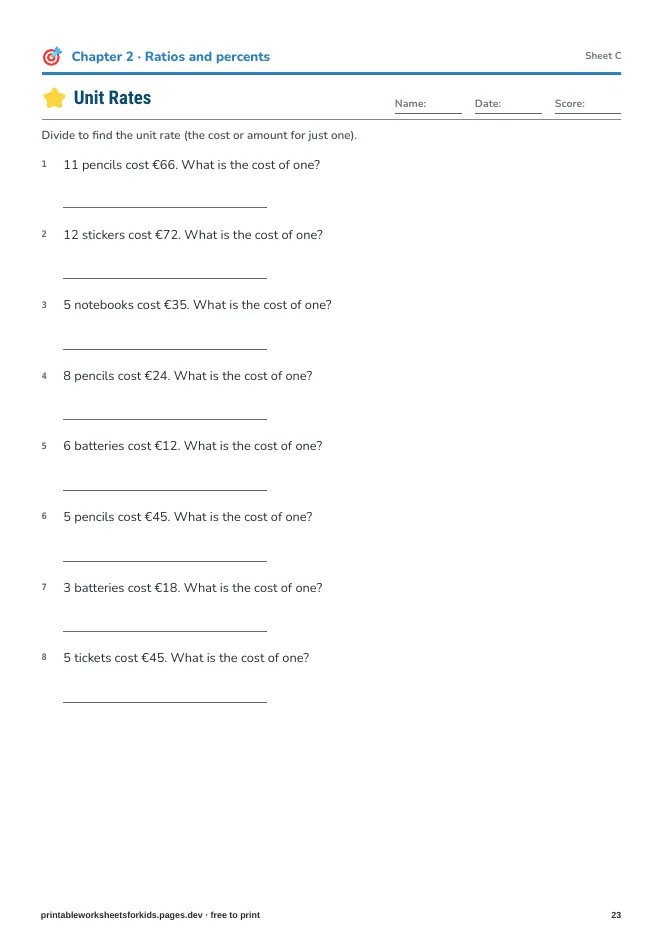 Grade 6 Math Bridge – Practice sheet