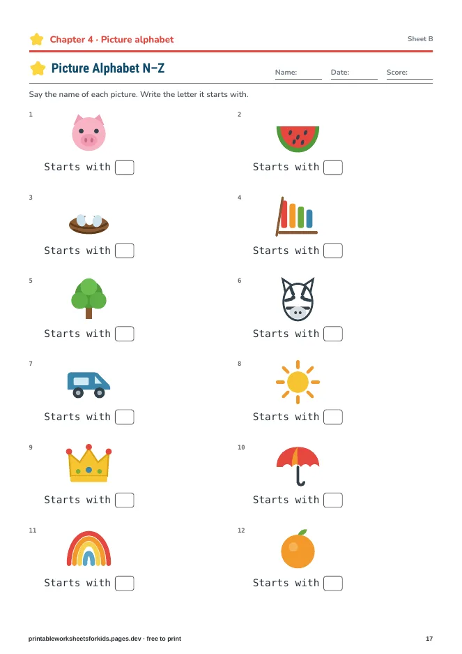 Letters & Sounds – Practice sheet