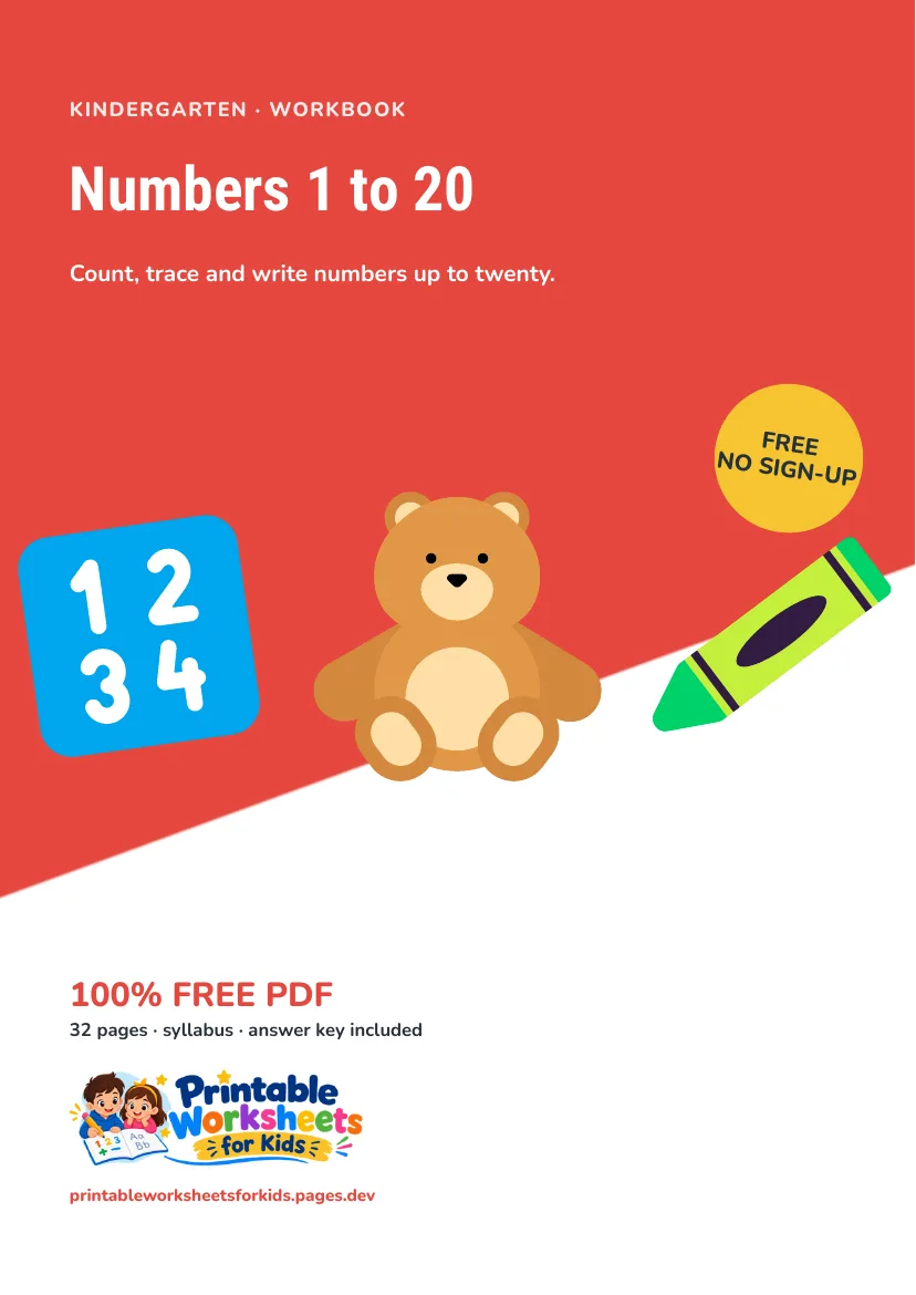 Numbers 1 to 20 workbook cover