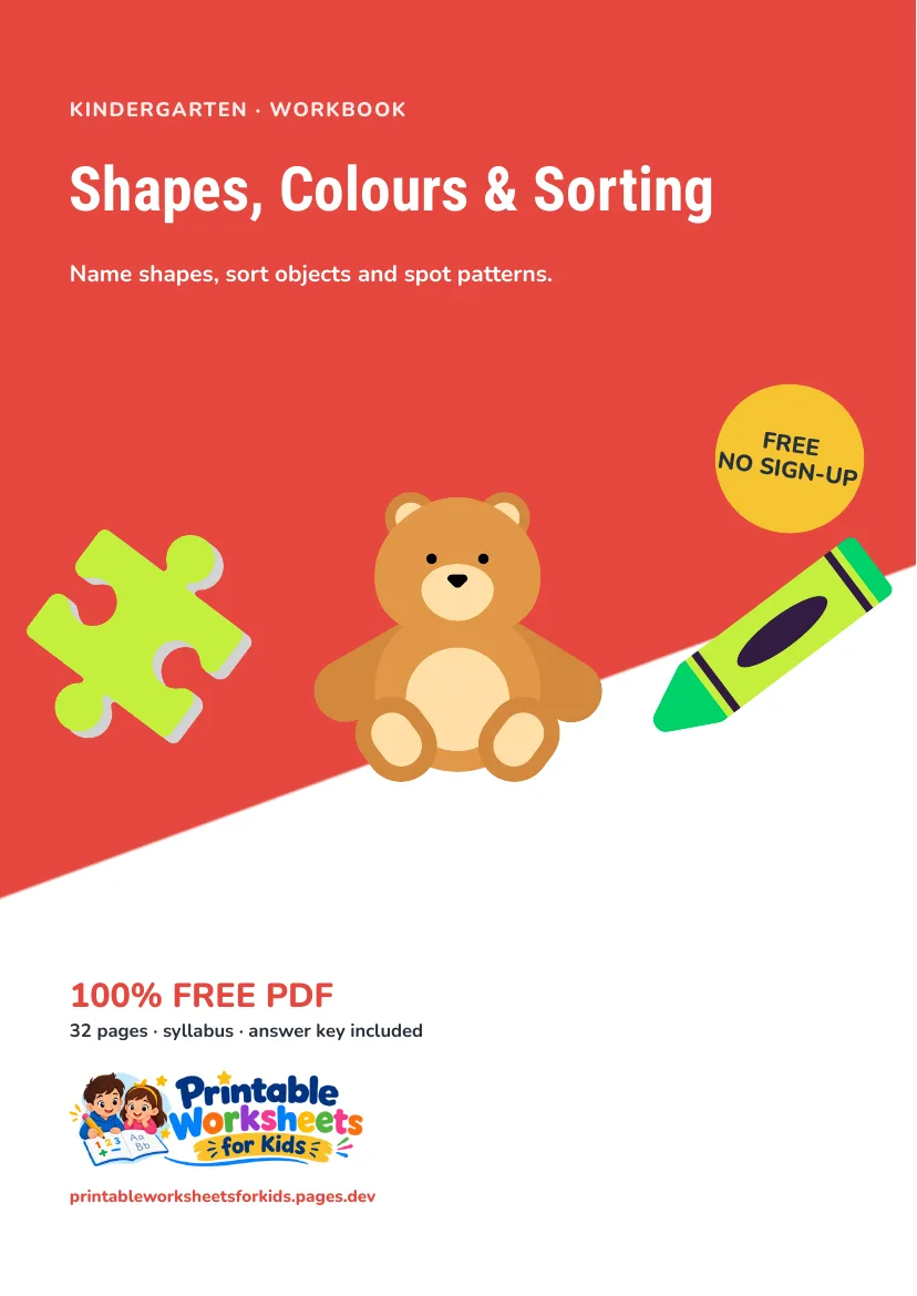 Shapes, Colours & Sorting workbook cover