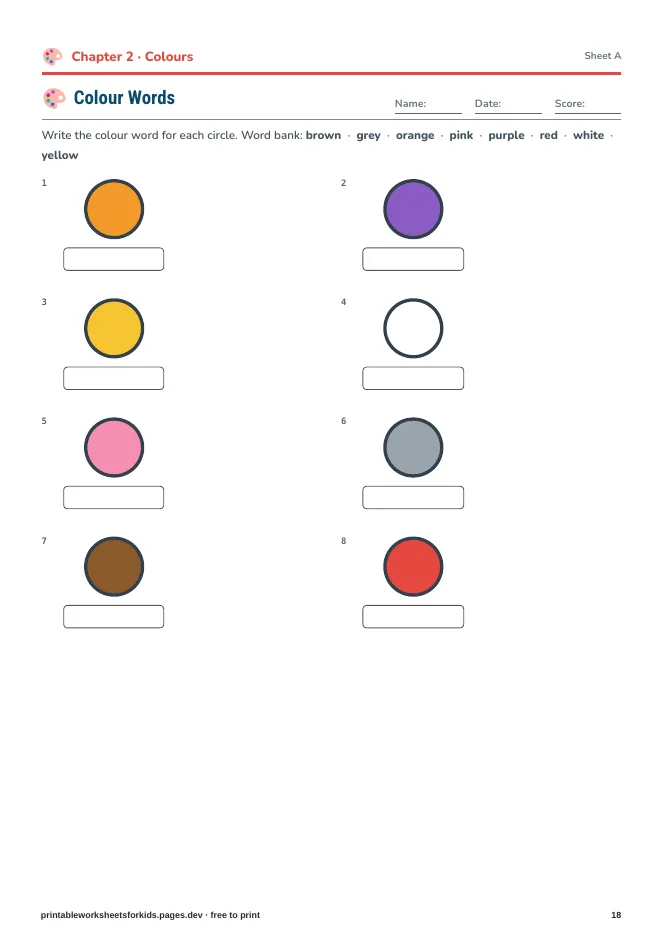 Shapes, Colours & Sorting – Practice sheet