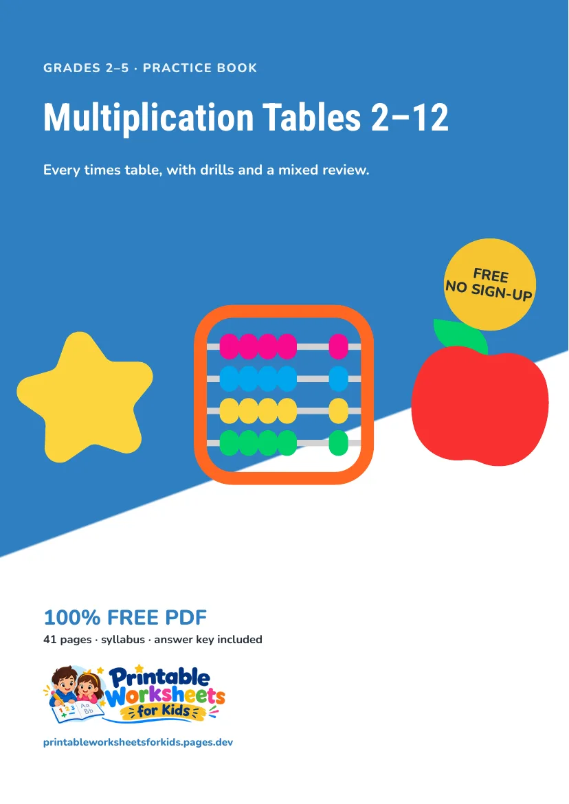Multiplication Tables 2–12 workbook cover