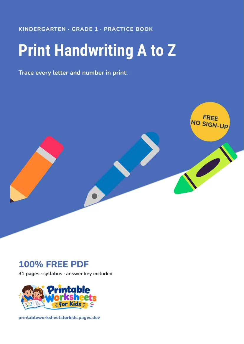 Print Handwriting A to Z workbook cover